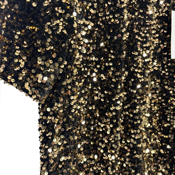 NWT Alex Marie Lia Gold Sequins Embroidered Crew Neck Short Sleeve Blouse Size S - Picture 3 of 11